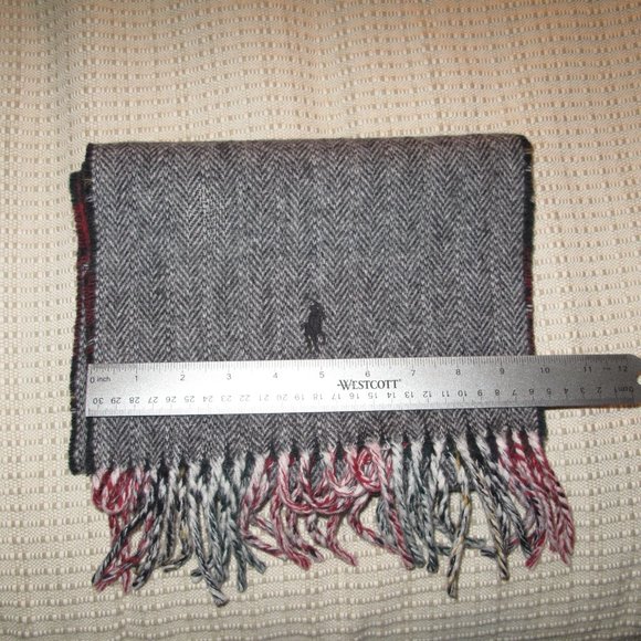 Polo Ralph Lauren Reversible Scarf Plaid & Gray - Picture 10 of 11